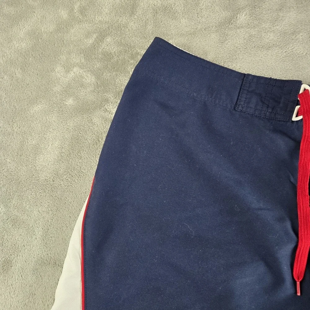 Old Navy Board Shorts Mens Large Navy Blue White Drawstring Swim Surf Heavy Duty